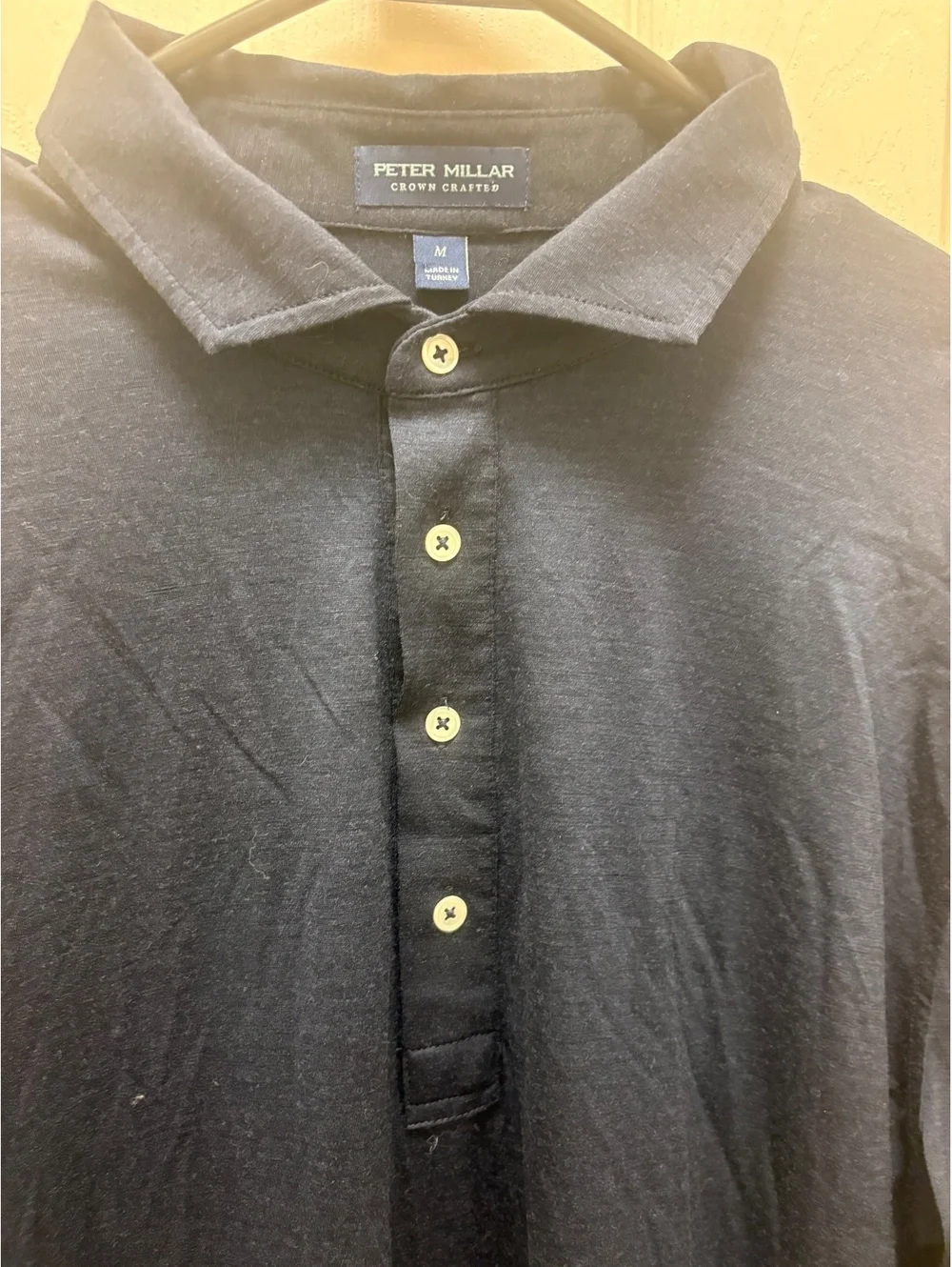 Peter Millar Crown Crafted Men's Wool Long Sleeve Polo Shirt Medium